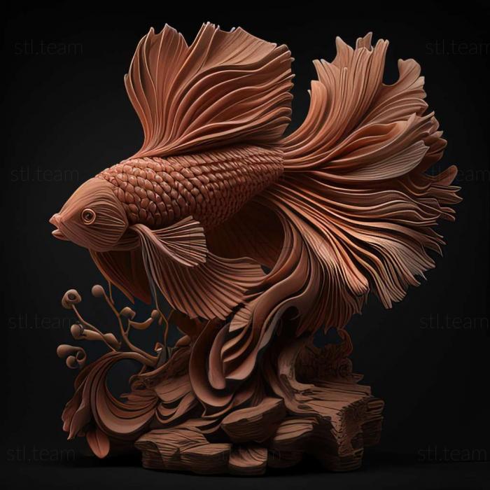 3D модель Воилехвостая бойцовая рыбка (STL)